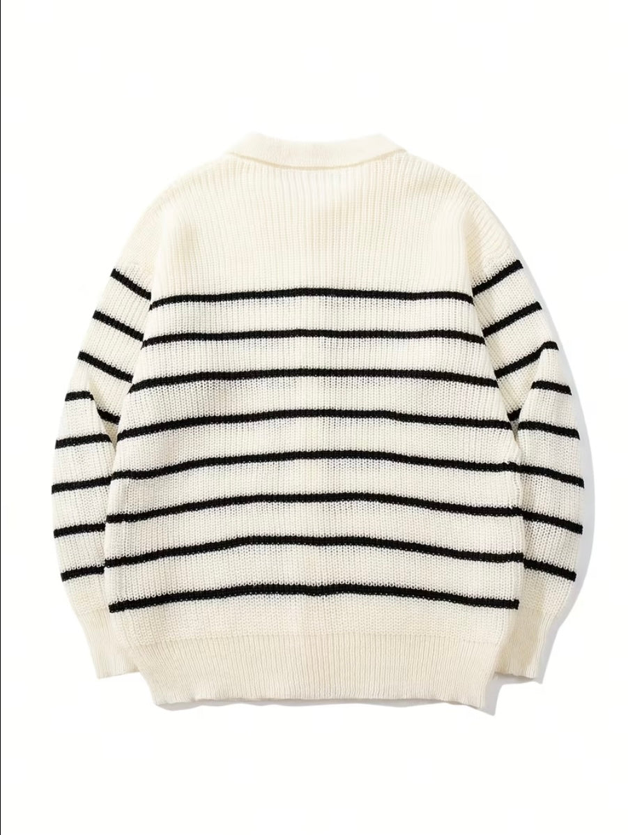Valmont Riviera Noir Stripe Polo